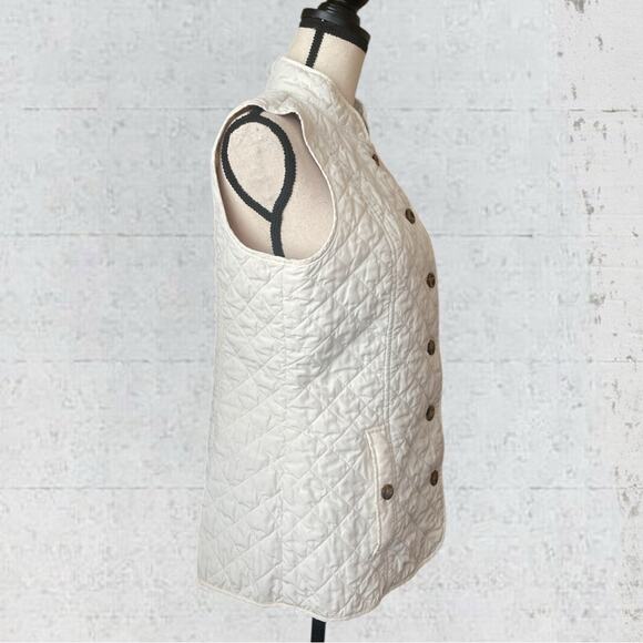 J. Jill Women’s Quilted Puffer Vest Size S Ivory Equestrian Old Money Classic - Picture 3 of 10